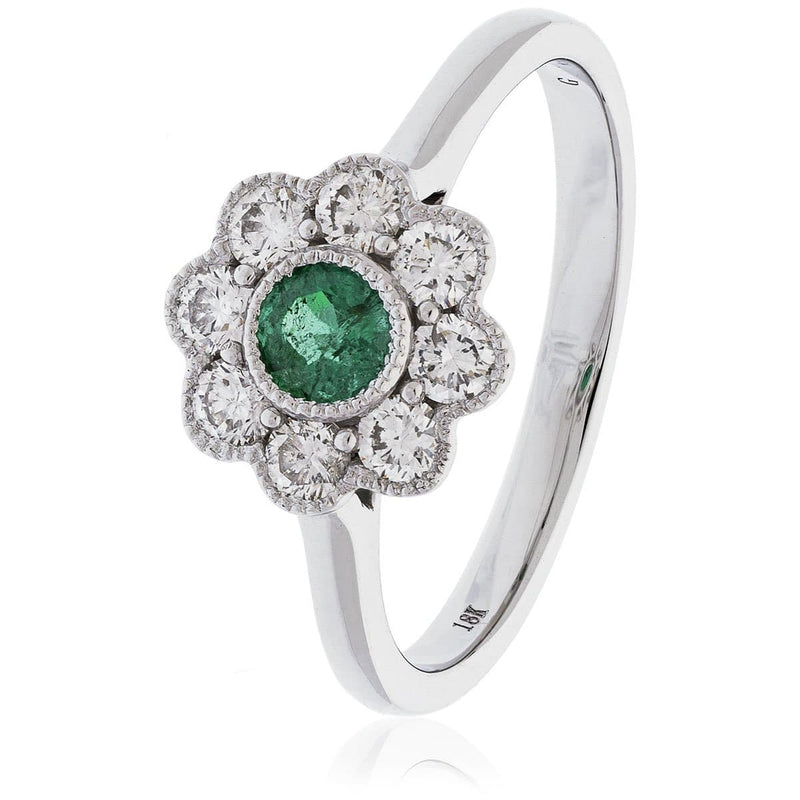Emerald and Diamond Cluster Ring - HEERA DIAMONDS