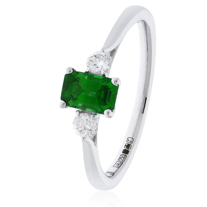 Emerald and Diamond Three Stone Ring - HEERA DIAMONDS