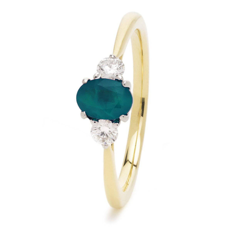 Emerald and Diamond Three Stone Ring - HEERA DIAMONDS