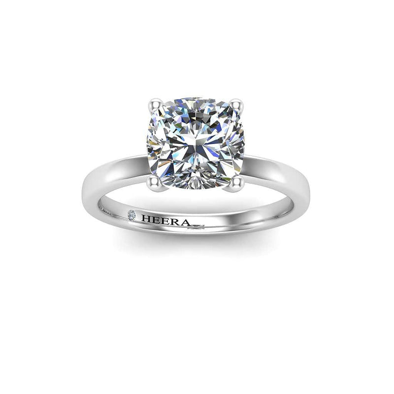 Alma Cushion Cut Solitaire Engagement Ring in Platinum - HEERA DIAMONDS