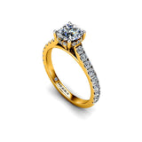 Alma Round Brilliant Engagement Ring with Diamond Shoulders in Yellow Gold - HEERA DIAMONDS