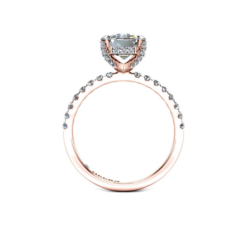 Amee Emerald cut Engagement Ring with Diamond Shoulders in Rose Gold - HEERA DIAMONDS