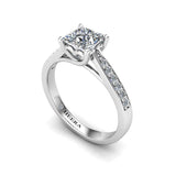 Ardella Princess Cut Engagement Ring with Diamond Shoulders in Platinum - HEERA DIAMONDS