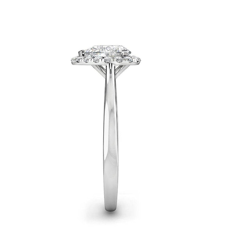 Ayana Pear Cut Halo Engagement Ring in Platinum - HEERA DIAMONDS