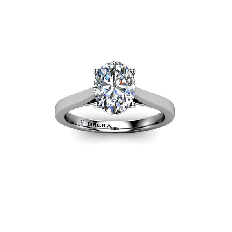 Bella Oval Cut Solitaire Engagement Ring in Platinum - HEERA DIAMONDS