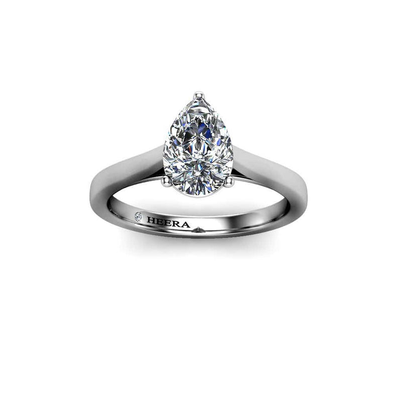 Bella Pear Cut Solitaire Engagement Ring in Platinum - HEERA DIAMONDS