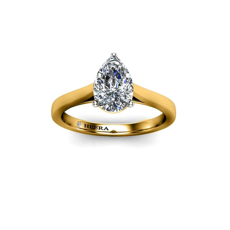 Bella Pear Cut Solitaire Engagement Ring in Yellow Gold - HEERA DIAMONDS