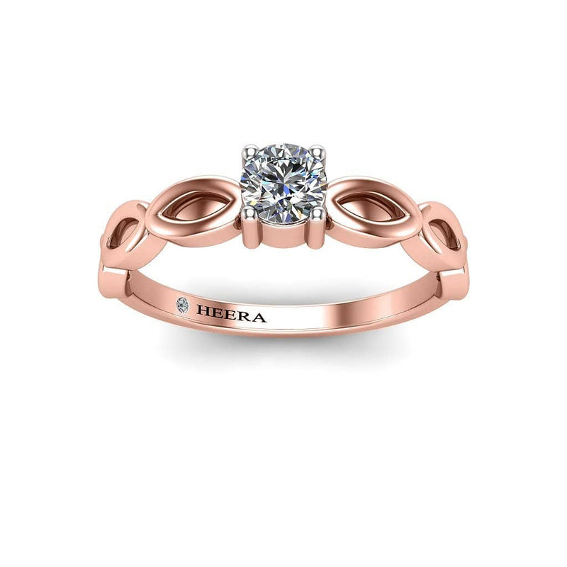 Bliss Round Brilliant Art Deco Solitaire Engagement Ring in Rose Gold - HEERA DIAMONDS