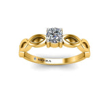 Bliss Round Brilliant Art Deco Solitaire Engagement Ring in Yellow Gold - HEERA DIAMONDS