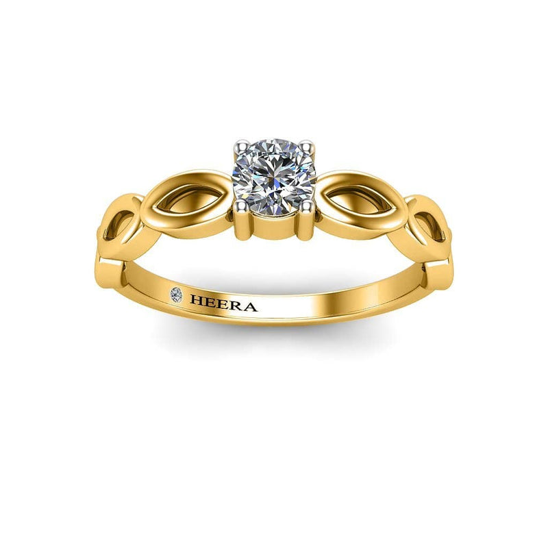 Bliss Round Brilliant Art Deco Solitaire Engagement Ring in Yellow Gold - HEERA DIAMONDS