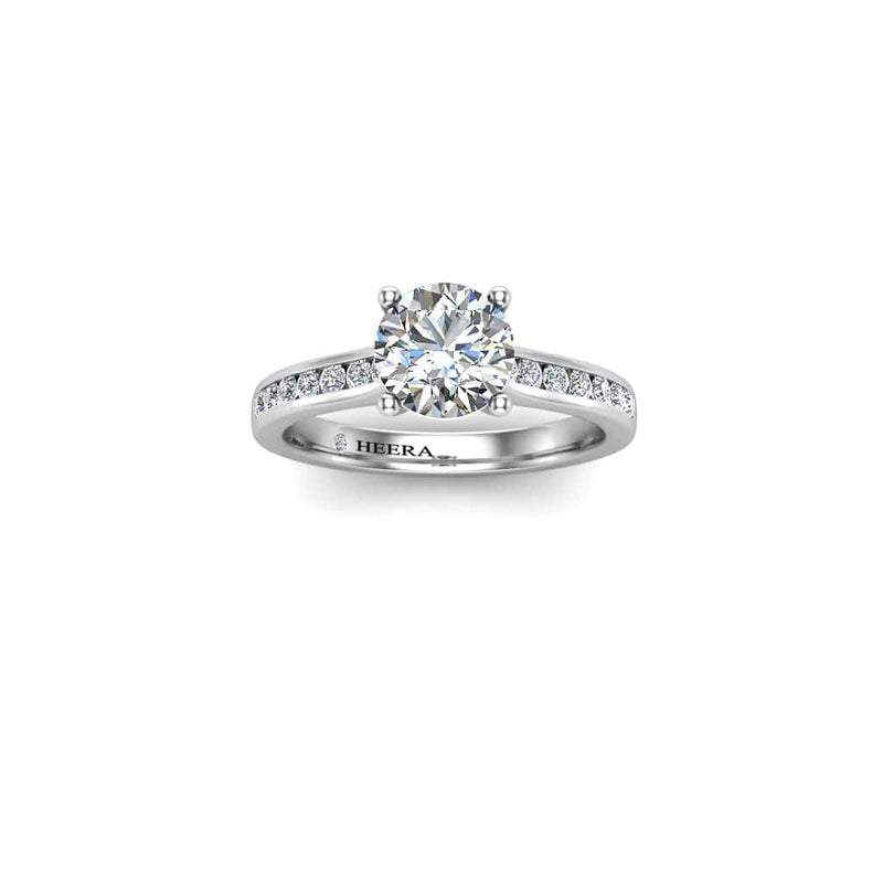 Claris Round Brilliant Cut Engagement Ring with Round Cut Diamond Shoulders in P950 - HEERA DIAMONDS
