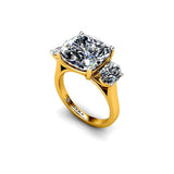 Cushion Trilogy Engagement Ring in 18ct Yellow Gold - HEERA DIAMONDS