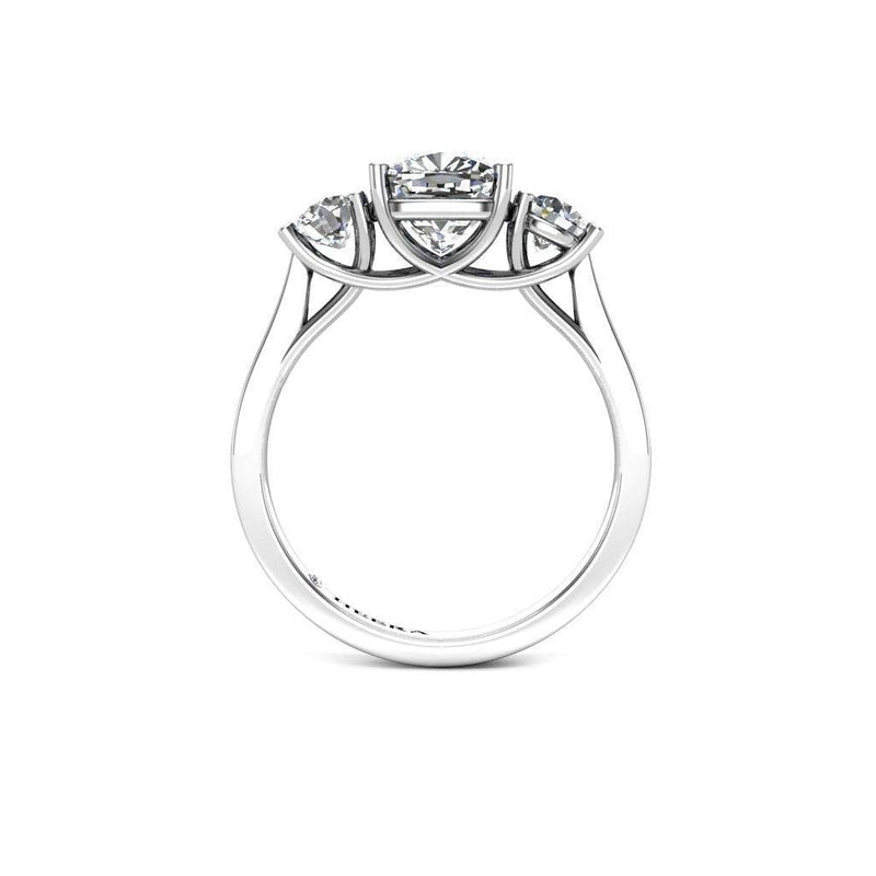 Cushion Trilogy Engagement Ring in Platinum - HEERA DIAMONDS