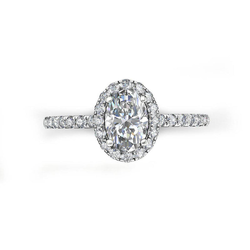 Dalia Oval Cut Halo Engagement Ring in Platinum - HEERA DIAMONDS