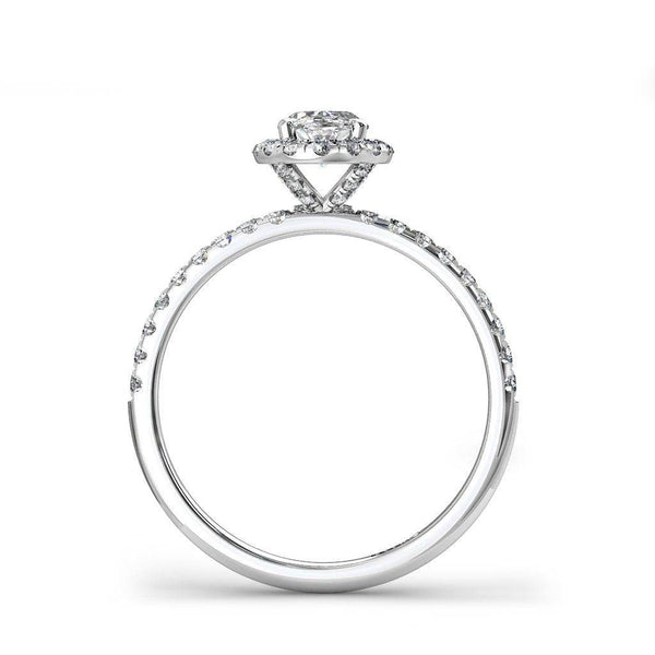 Dalia Oval Cut Halo Engagement Ring in Platinum - HEERA DIAMONDS