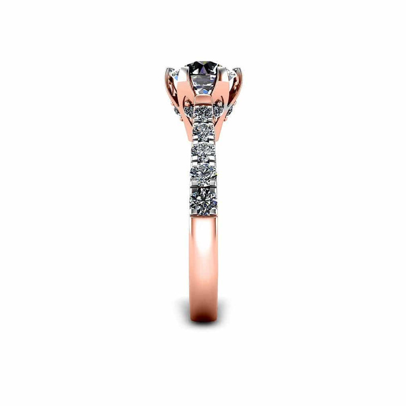 Deo Round Brilliant Engagement Ring with Diamond Shoulders in Rose Gold - HEERA DIAMONDS