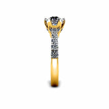 Deo Round Brilliant Engagement Ring with Diamond Shoulders in Yellow Gold - HEERA DIAMONDS