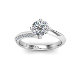 Desma Round Brilliant Engagement Ring with Diamond Shoulders in Platinum - HEERA DIAMONDS
