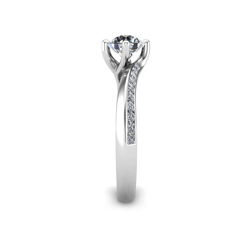Desma Round Brilliant Engagement Ring with Diamond Shoulders in Platinum - HEERA DIAMONDS