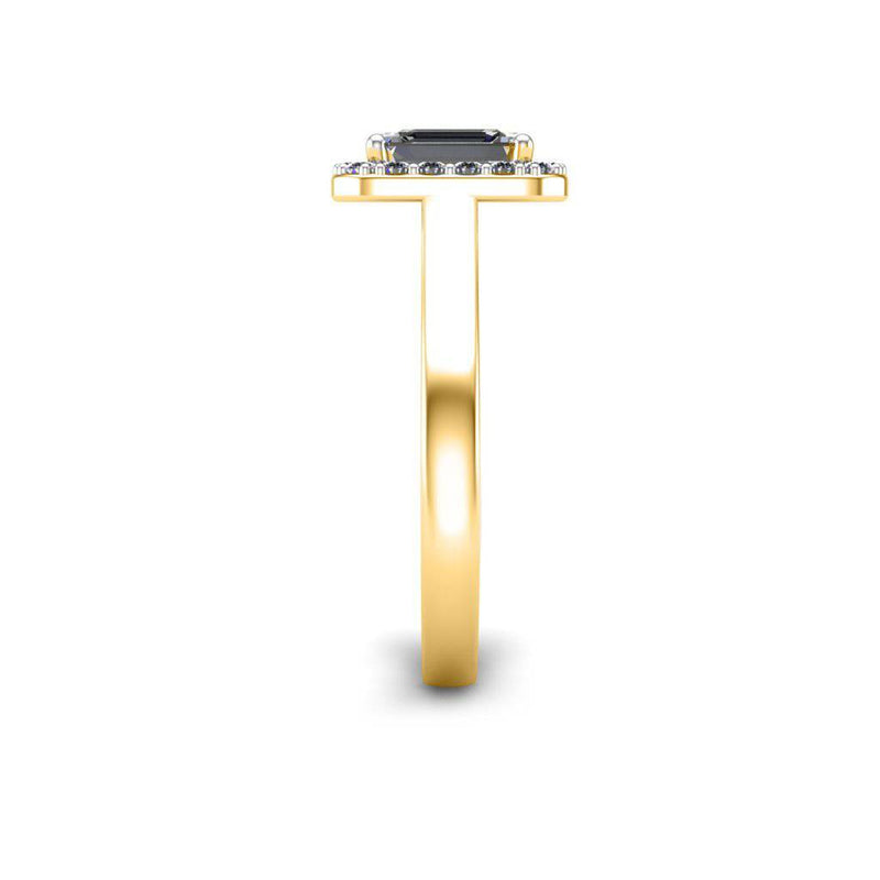 Emerald Cut Engagement Ring with Diamond Halo in Yellow Gold - HEERA DIAMONDS