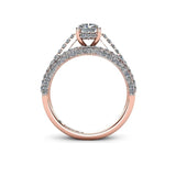 Emerald Cut Pave Solitaire Engagement Ring in Rose Gold - HEERA DIAMONDS