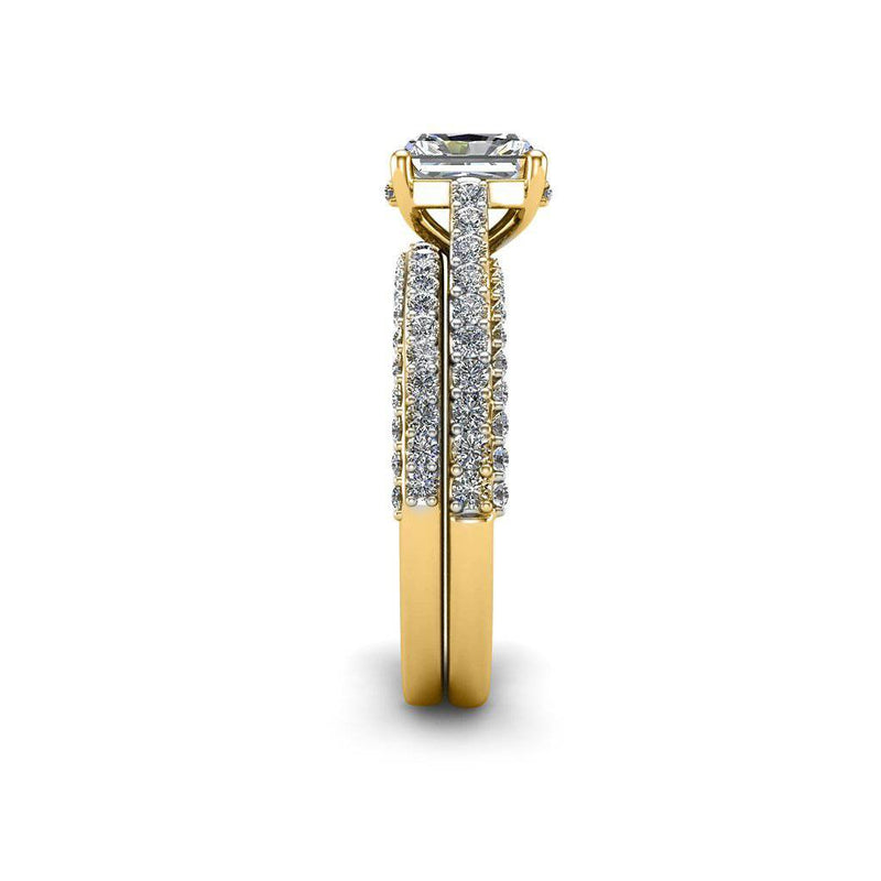 Emerald Cut Pave Solitaire Engagement Ring in Yellow Gold - HEERA DIAMONDS