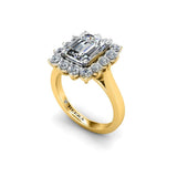 Emerald Diamond Engagement Ring with Flower Halo in Yellow Gold - HEERA DIAMONDS