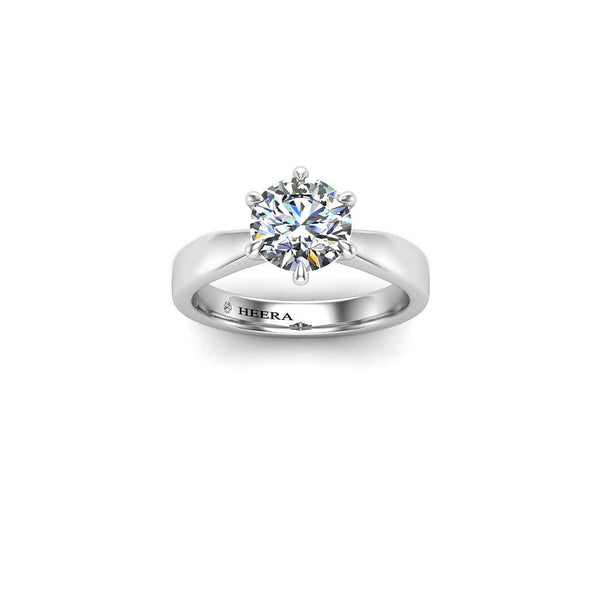 Erista Round Brilliant 6 Claw Solitaire Engagement Ring in Platinum - HEERA DIAMONDS