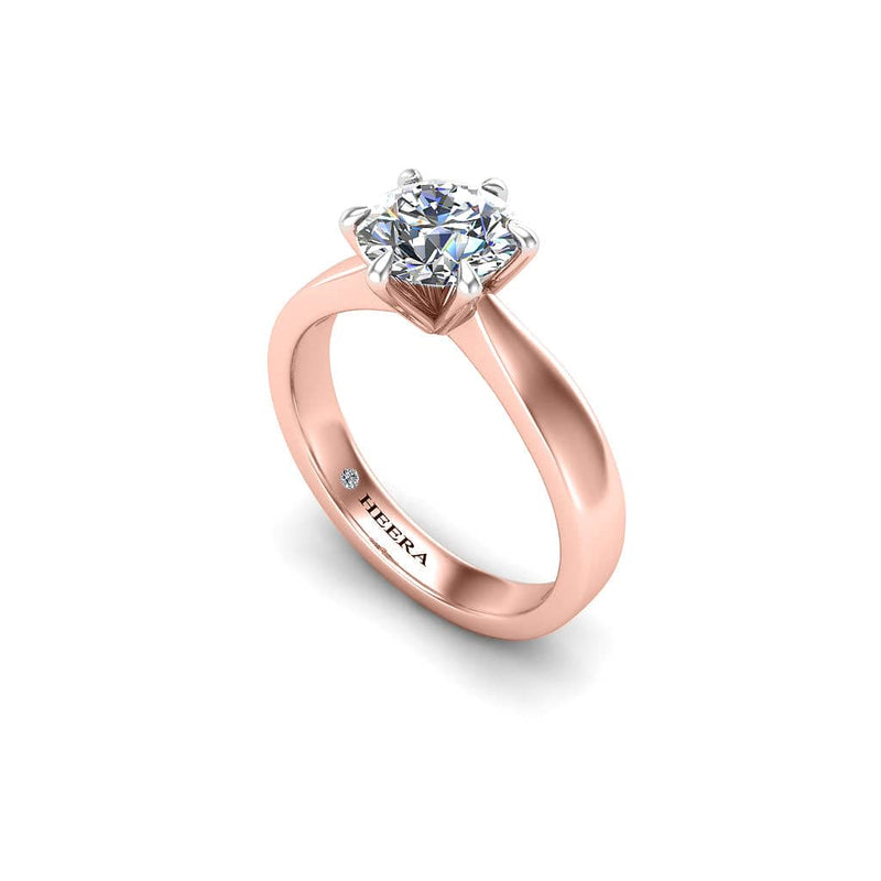 Erista Round Brilliant 6 Claw Solitaire Engagement Ring in Rose Gold - HEERA DIAMONDS