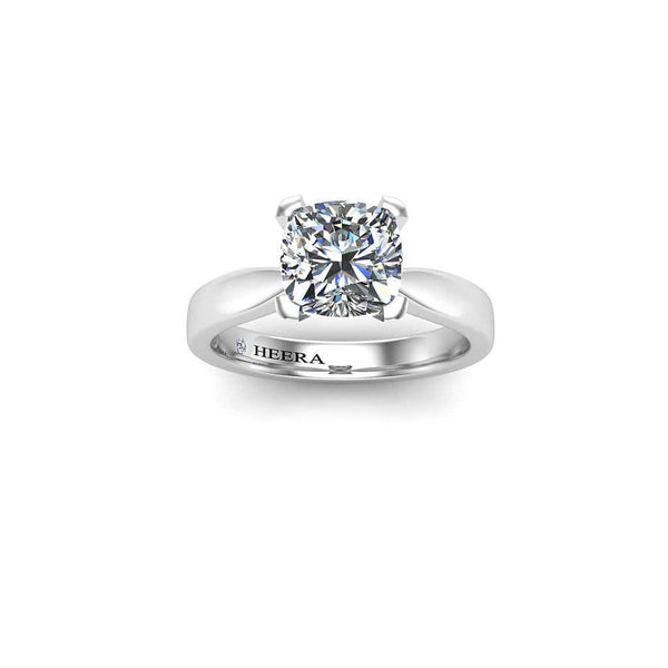 Evia Cushion Cut Solitaire Engagement Ring in Platinum - HEERA DIAMONDS