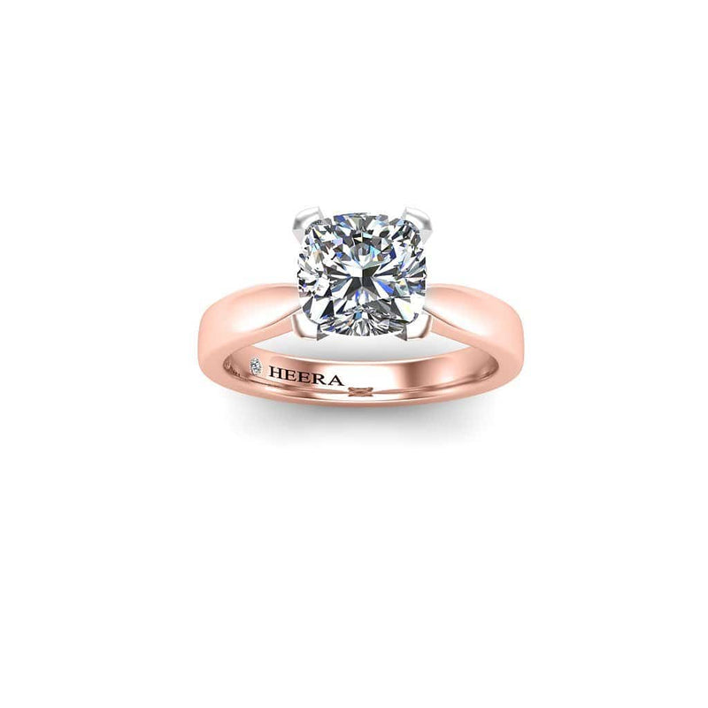 Evia Cushion Cut Solitaire Engagement Ring in Rose Gold - HEERA DIAMONDS
