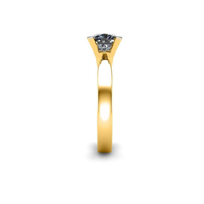 Evia Cushion Cut Solitaire Engagement Ring in Yellow Gold - HEERA DIAMONDS
