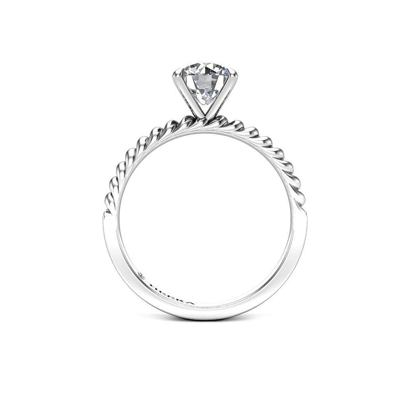 Flair Round Brilliant twined Solitaire Engagement Ring in Platinum - HEERA DIAMONDS