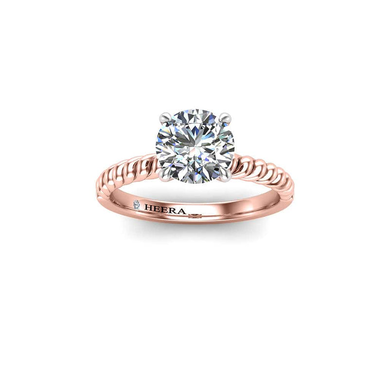 Flair Round Brilliant twined Solitaire Engagement Ring in Rose Gold - HEERA DIAMONDS