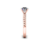 Flair Round Brilliant twined Solitaire Engagement Ring in Rose Gold - HEERA DIAMONDS