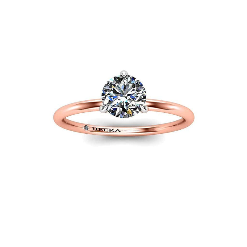 Kayara Round Brilliant 3 claw Solitaire Engagement Ring in Rose Gold - HEERA DIAMONDS