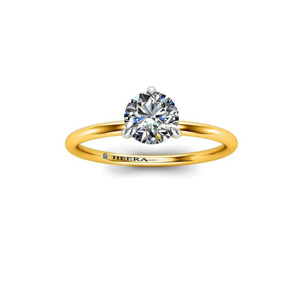 Kayara Round Brilliant 3 claw Solitaire Engagement Ring in Yellow Gold - HEERA DIAMONDS
