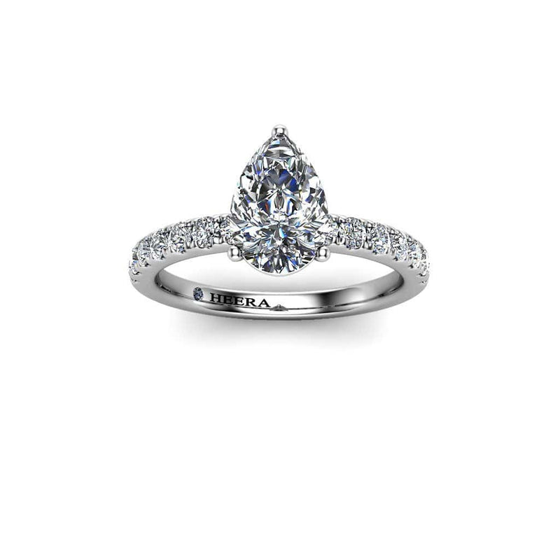 Laveela Pear Cut Engagement Ring with Diamond Shoulders in Platinum - HEERA DIAMONDS