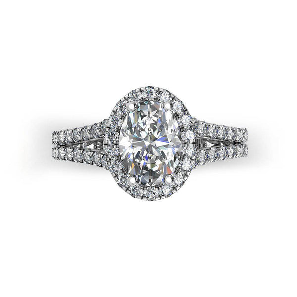Lavina Oval Cut Engagement Ring with Split Shoulders in Platinum - HEERA DIAMONDS