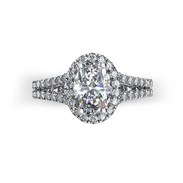 Split shank clearance oval engagement ring