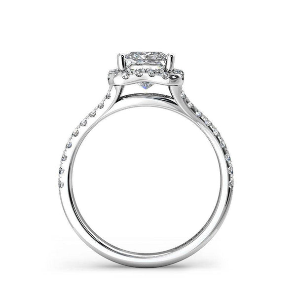 Lavina Princess Cut Double Halo Engagement Ring with Split Shoulders in Platinum - HEERA DIAMONDS