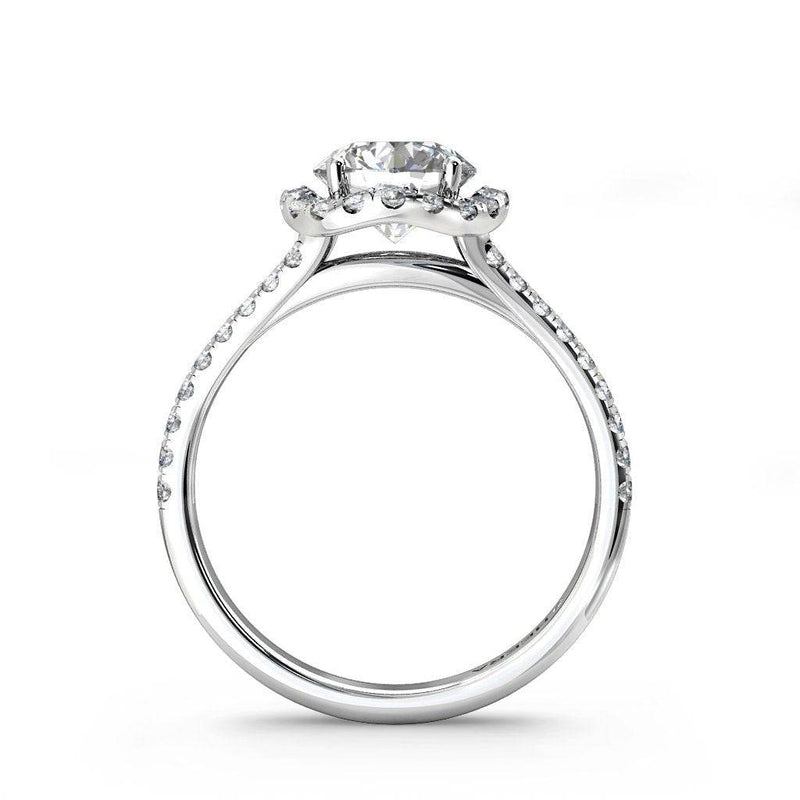 Lavina Round Brilliant Halo Engagement Ring with Split Shoulders in Platinum - HEERA DIAMONDS