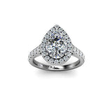 Licia Pear Cut Halo Engagement Ring in Platinum - HEERA DIAMONDS