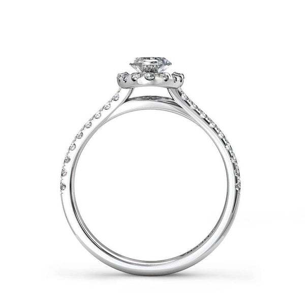 Marquise Cut Engagement Ring with Split Shoulders and Halo in Platinum - HEERA DIAMONDS