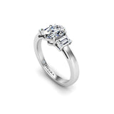 Oval and Emerald Cut Trilogy Engagement Ring in Platinum - HEERA DIAMONDS