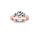 Oval and Emerald Cuts Trilogy Engagement Ring in Rose Gold - HEERA DIAMONDS