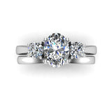 Oval Cut and Round Brilliants Trilogy Engagement Ring in Platinum - HEERA DIAMONDS