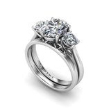 Oval Cut and Round Brilliants Trilogy Engagement Ring in Platinum - HEERA DIAMONDS