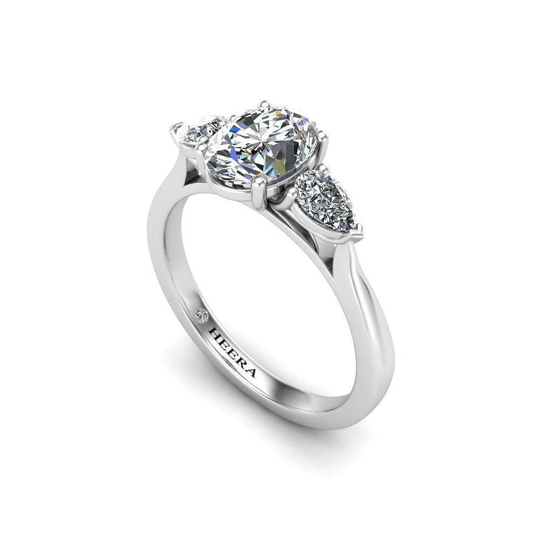 Oval Cut Trilogy Engagement Ring in Platinum Gloria - HEERA DIAMONDS