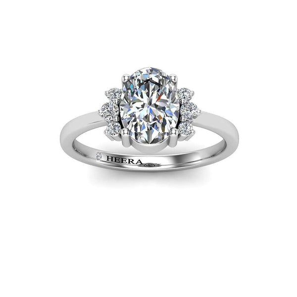 Oval with side diamonds Engagement Ring in Platinum - HEERA DIAMONDS